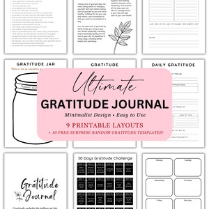 Printable Gratitude Journal Bundle, Wellness, Mindfulness Log, Gratitude Jar, Daily Journal Self Care Planner, Minimalist Gratitude Template