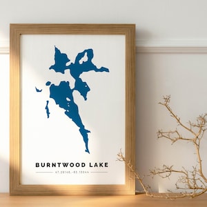 Impression numérique personnalisée du lac | Carte personnalisée du lac | Cadeau décoration lac