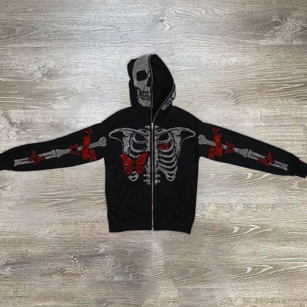 Bling skeleton hoodie Clearance