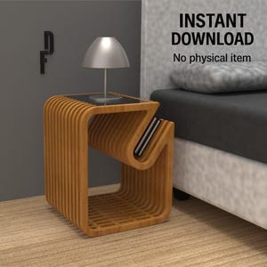Minimalist Nightstand, Modern Bedside, Parametric Furniture Plan, DIY, Dxf, Cnc Cutting Files
