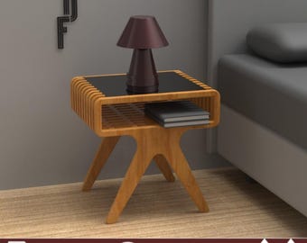 Mid Century Modern Nachttisch DXF, Parametrischer Nachttisch Plan, Cnc Dateien, Sperrholz Beistelltisch Design, DIY Möbel Projekt, 1:1 PDF