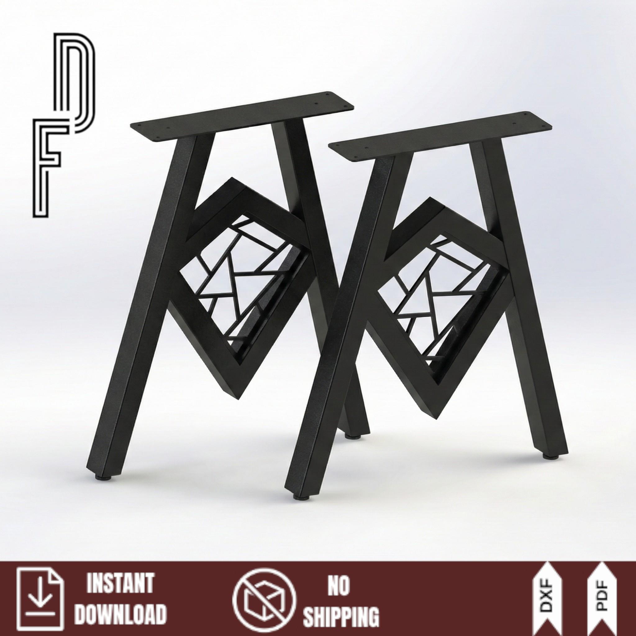 Modern Geometric Table Legs DXF File | Industrial Metal Dining Table ...