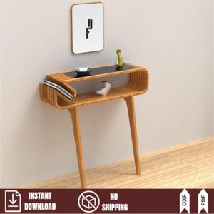 Parametric Console Table Plan, CNC Cutting DXF, Modern Entryway Plywood Furniture Digital Download