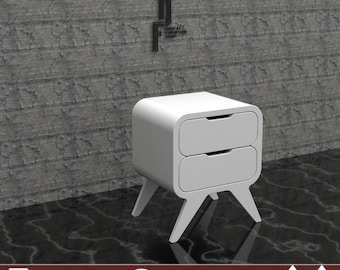 Modern Nightstand Cnc Plan DXF PDF Files DIY Bedside Table Curved Plywood Furniture
