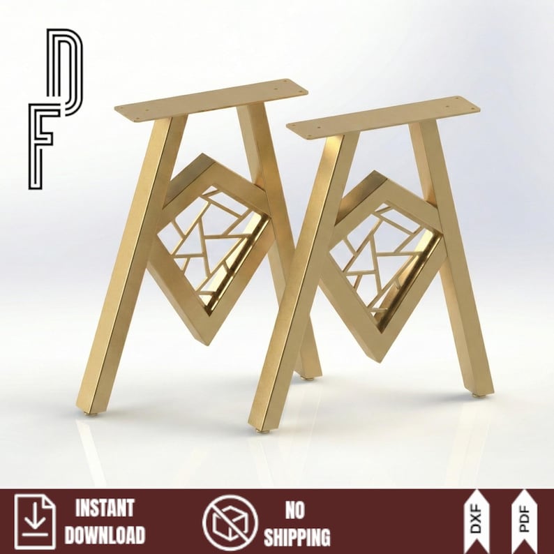 Modern Geometric Table Legs DXF File | Industrial Metal Dining Table ...