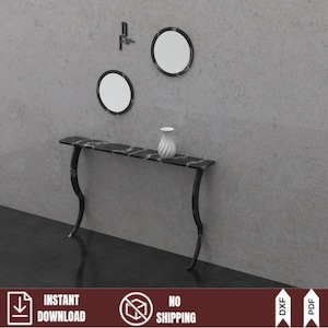 Arquivos CNC para mesa de console moderna (DXF/PDF) | Projeto de móveis para hall de entrada | Marcenaria faça você mesmo