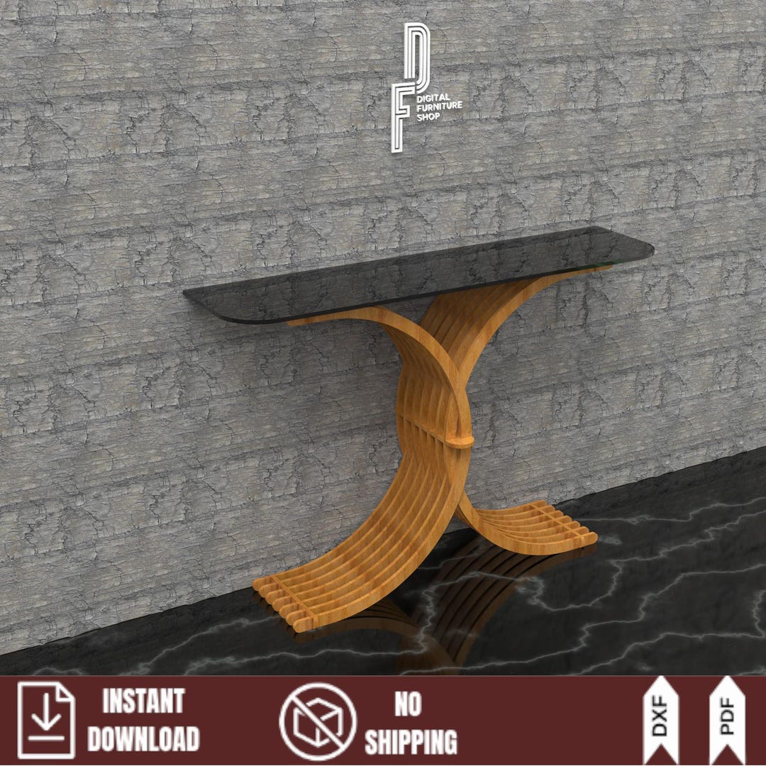 Parametric Entry Table CNC Console Table Plan, Parametric Slat Entryway Table DXF Files ...