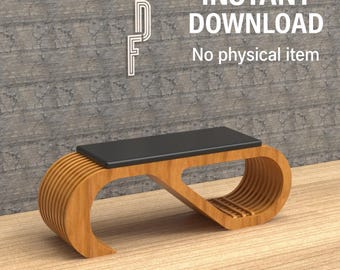 Plano de banco paramétrico, diseño digital de muebles, archivos de carpintería CNC, banco de entrada moderno, asientos para interior y exterior, banco de jardín para cafetería (DIY)