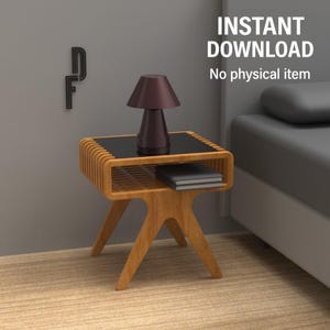 Mesita de noche digital minimalista, mesita de noche moderna DIY, plano de mueble paramétrico, DIY, DXF, archivos de corte CNC