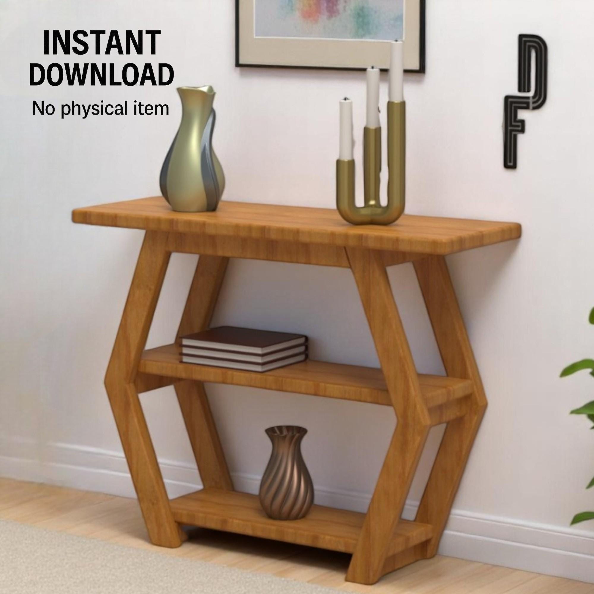 DIY Console Table Woodworking Plan – Easy to Build Narrow Hall Table – Digital Download PDF – Simple Furniture Design