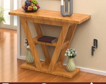 DIY Console Table Woodworking Plan, Modern Geometric Entryway Furniture DXF PDF Files