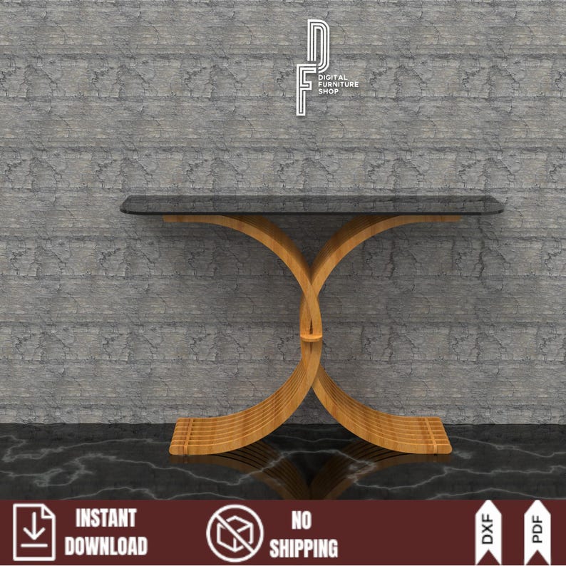 Parametric Entry Table CNC Console Table Plan, Parametric Slat Entryway Table DXF Files ...