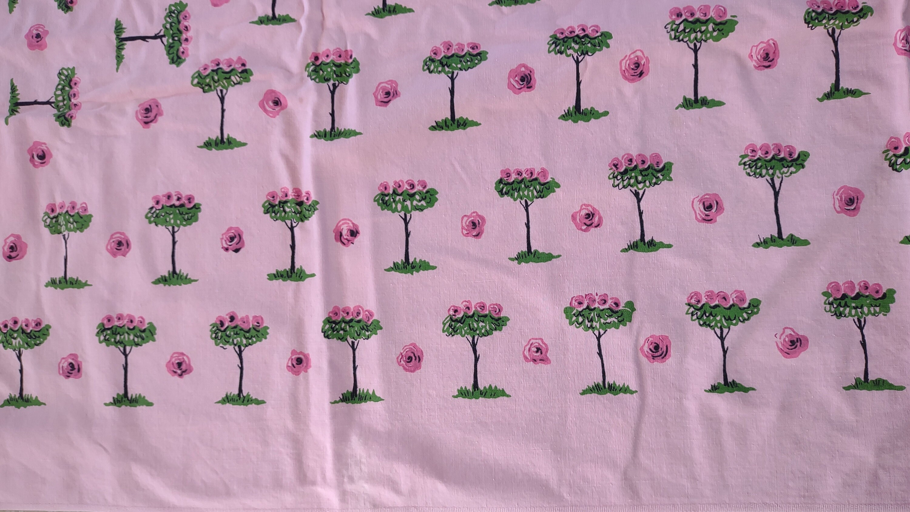 Pink MCM Vintage Tablecloth Rose Barbie Core Cottage Core Etsy
