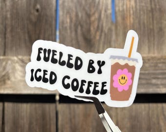 アイスコーヒーの燃料ステッカー | ダイカット | 耐候性マットビニールステッカー | 友達へのギフト