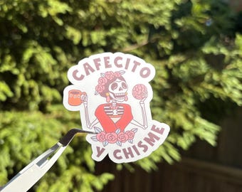Cafecito y Chisme Sticker | Weatherproof Matte Vinyl | Latina Gift