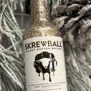 Upcycled Peanut Butter Whiskey bottle Christmas ornament