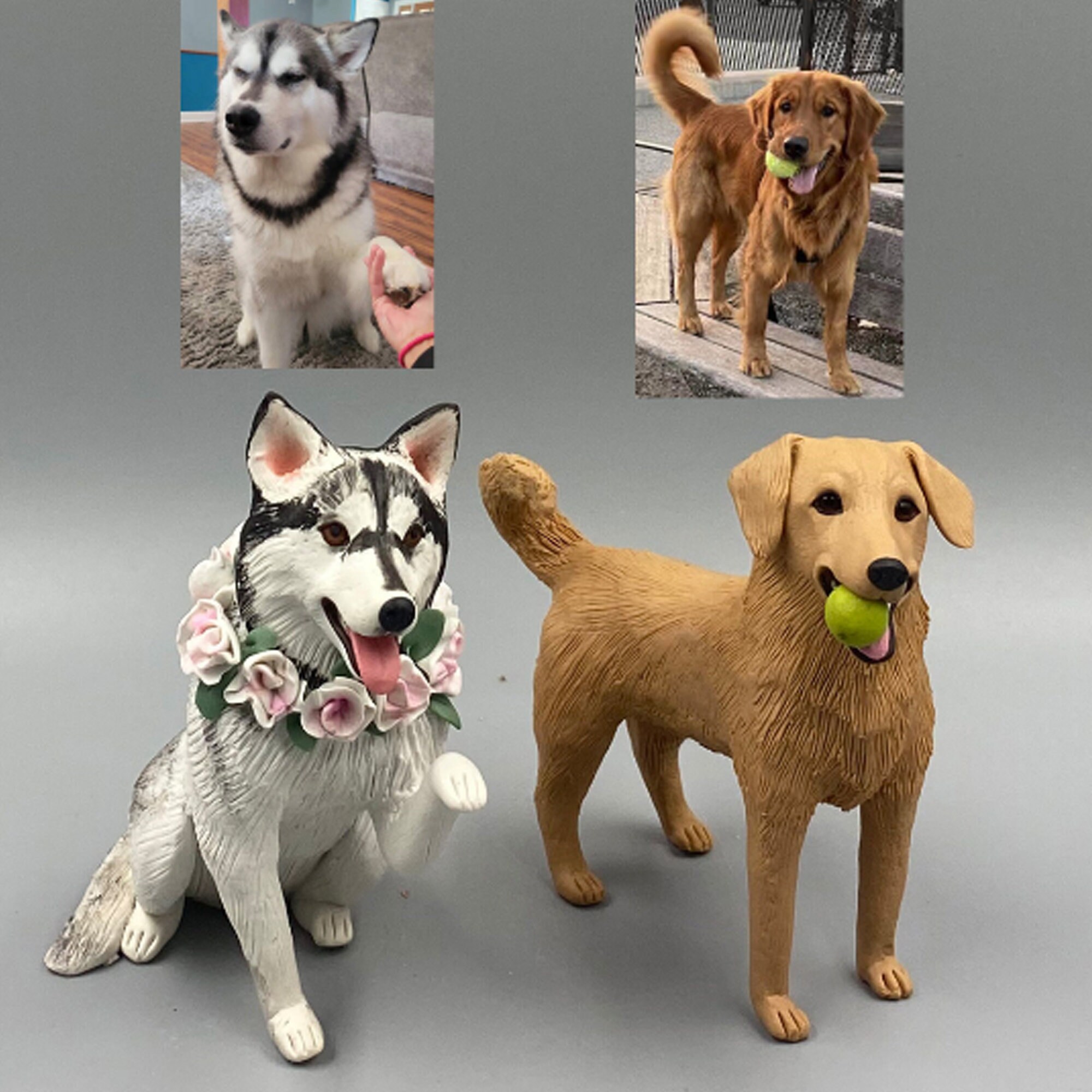 Custom Polymer Clay Pet Statue: Dog Memorial Gift, Wedding Cake Topper ...