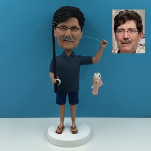 Custom Bobblehead Fisherman Holding A Big Fish - Sports & Hobbies