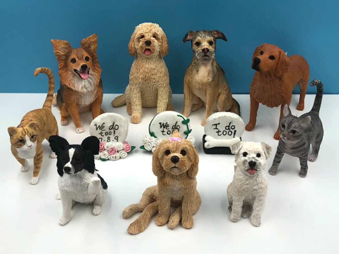 Personalized Pet Wedding Cake Topper: Custom Polymer Clay Dog Figurine ...