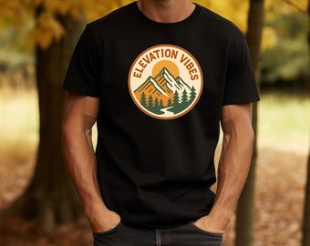 Elevation Vibes Shirt, Retro Mountain Hiking Tee, Outdoor Adventure T-Shirt, Nature Lover Gift, Rustic Travel and Explorer Top