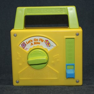Fisher Price Vintage Toy Radio &quot;Let&#39;s go Fly a Kite&quot; Radio Music Box, 1978 Fisher Price Toy 791 Musical Movement