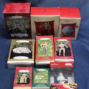 Star Wars Christmas Hallmark Keepsake Tree Ornaments Lucus Films/Disney Darth Varder/Millenium Falcon/Voda/Death Star
