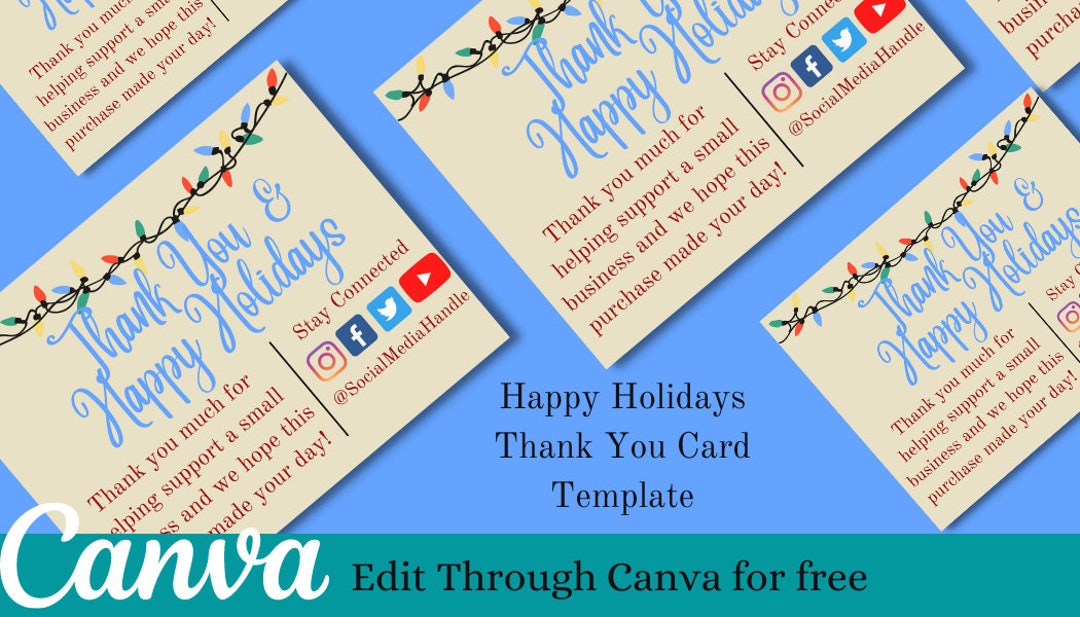 Happy Holidays Thank You Card Template Small Business Thank You Card