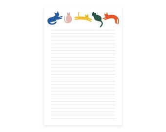 Illustrated Cat Lined Notepad, 50 Tear-Off Sheets