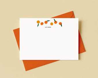Personalized Oranges Stationery Set, Fruit Thank You Notes, Clementine Cards, 12 pack