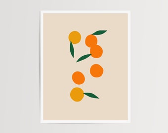 Orange Citrus Fruit Print, Modern Kitchen Wall Art