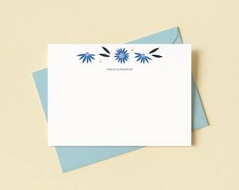 Daisy Floral Notecards, Personalized Stationery Sets, 12 pack