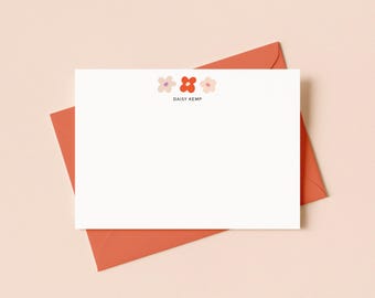 Floral Notecards, Personalized Stationery Set, Girl Thank You Notes, 12 pack