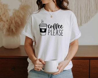 T-shirt Coffee Please, Chemise Coffee Lover, T-shirt Caffeine Addict, Cadeau Coffee Lover, Chemise de café drôle