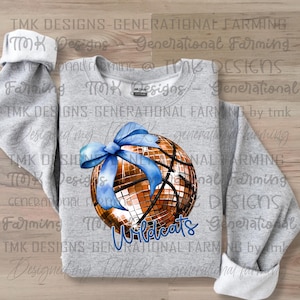 DISCO bow sport ball - basketball Wildcats png digital design coquette bow  for DTF printing sublimation instant download spirit tee cute