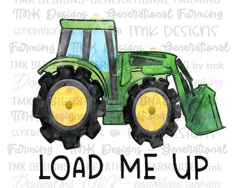 Green watercolor tractor and bucket PNG kids | cute birthday tee | little boy toys farm shirt for toddlers loader tractor instant download