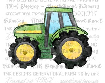 Green watercolor tractor farm toys PNG kids | cute birthday tee | little boy toys farm shirt for toddlers loader tractor instant download
