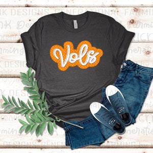 Vols Embroidered look with digital stitches DTf or sublimation printing png download customized 12 school name logo faux stitching pattern