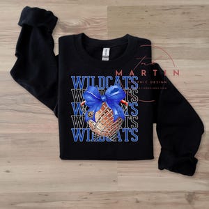 Kentucky Wildcats blue repeat large design PNG Digital designs Customizable school spirit cute shirt - KY  DTF coquette bow instant download