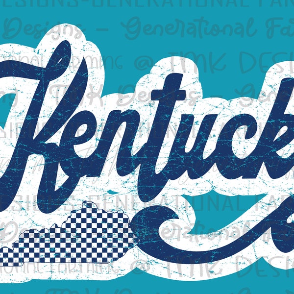 Ky checkered flag vintage logo - made for DTF printing on darks or sublimation printing on lights.