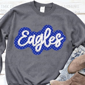 Eagles Embroidered look with digital stitches for DTf or sublimation printing - creative design faux embroidery patch downloadable png file.