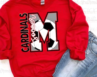 M soccer Mayfield Cardinal design - Digital designs are Customizable by school name, color, sport etc. for a small fee - see listing details