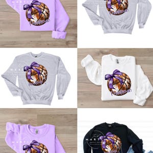 DISCO bow sport ball custom order basketball Minutemen W png digital design coquette bow DTF print sublimation instant download spirit cute