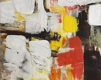 Abstract encaustic (beeswax & damar resin) painting on birch panel, 9&quot;x 12&quot;