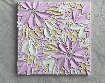 Impasto Floral Painting: Textured Acrylic Flower Art, 12x12