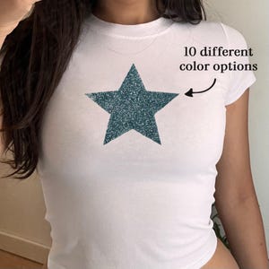 Glitter Star Baby Tee– Y2K Cute Graphic Shirt