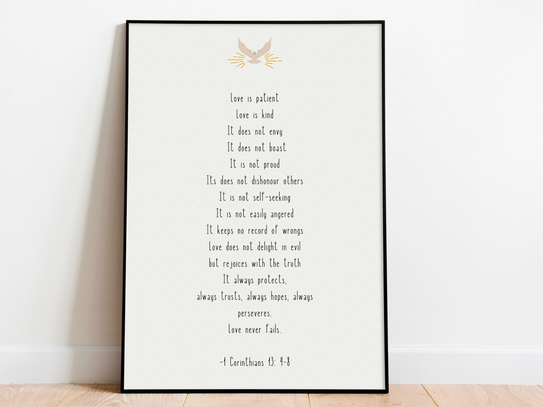 Love is Patient Love is Kind Wall Art 1 Corinthians 13:4-8 - Etsy