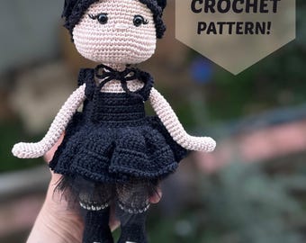 Wednesday Addams Crochet Doll Pattern – Amigurumi PDF for Fans-handmade toys
