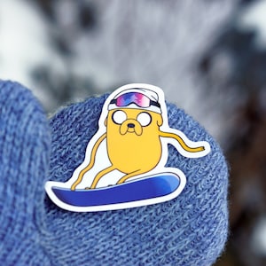 Jake the Dog Adventure Time Sticker | Snowboarding Stickers | Cute Stickers | Waterproof Vinyl Stickers | Lofi Stickers | Kawaii Stickers