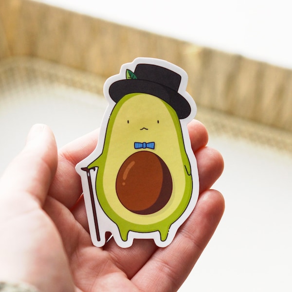 Cute Dapper Avocado Sticker | Adorable Food Sticker | Cute Stickers | Waterproof Vinyl Stickers | Kawaii Stickers | Foodie Sticker