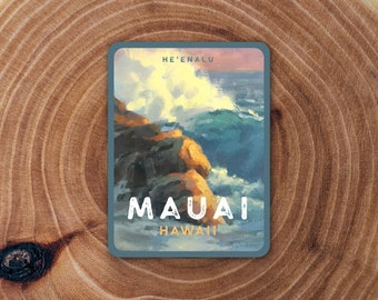 Maui Hawaii Pegatina / Conjunto de pegatinas de viaje / Pegatina de equipaje / Viajes a Hawái, Recuerdo de Hawái, Lahaina, Maalaea, Kihei, Wailea / Vinilo mate